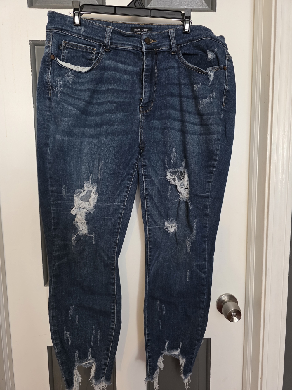 Judy Blue Distressed Dark Blue Frayed Hem Jeans Size 18w